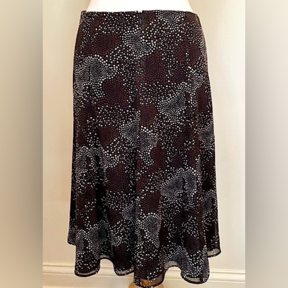 Geoffrey Beene Sport Black Brown Cream Dots 6 Career Parisian Chic Flare Skirt - Picture 5 of 8